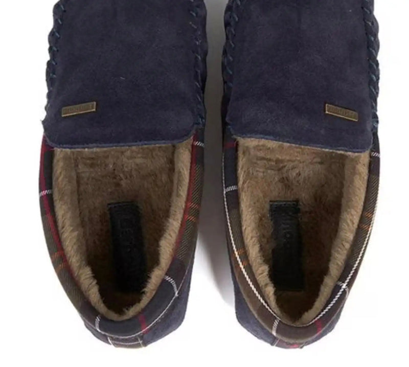 Barbour Mens Monty Moccasin Slippers Navy Suede Northern Ireland