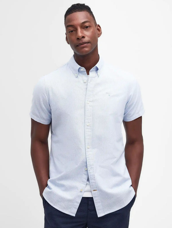 Barbour Mens Stripe Oxtown Short Sleeve Shirt Sky Blue Northern