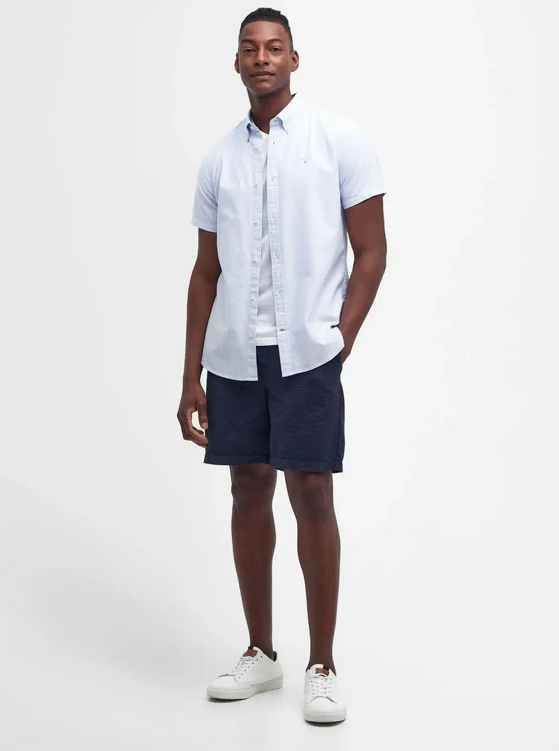 Barbour Mens Stripe Oxtown Short Sleeve Shirt Sky Blue Northern