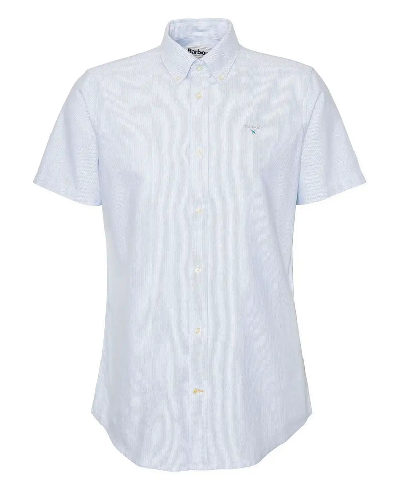 Barbour Mens Stripe Oxtown Short Sleeve Shirt Sky Blue Northern