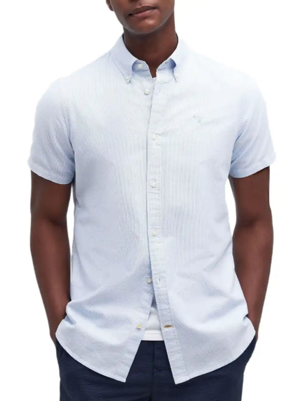 Barbour Mens Stripe Oxtown Short Sleeve Shirt Sky Blue Northern