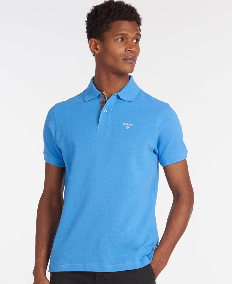 Barbour Mens Tartan Pique Polo Delft Blue Northern Ireland Belfast