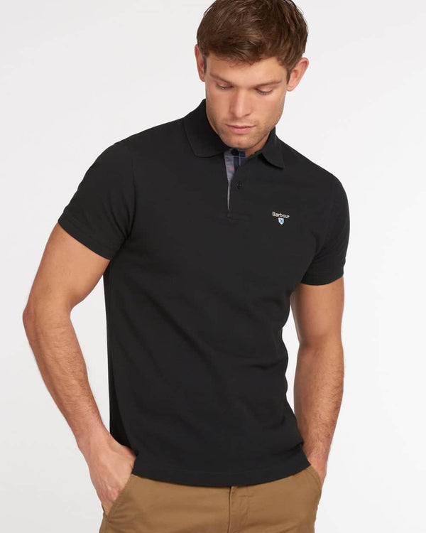 Barbour Mens Tartan Pique Polo Shirt Black Northern Ireland Belfast