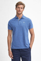 Barbour Mens Tartan Pique Polo Shirt Dark Chambray Blue Northern