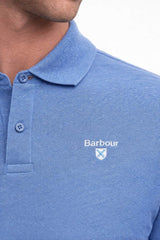 Barbour Mens Tartan Pique Polo Shirt Dark Chambray Marl Blue Northern
