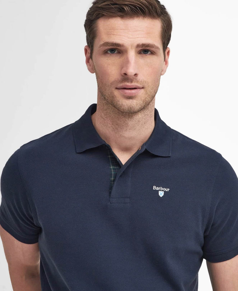 Barbour Mens Tartan Pique Polo Shirt Sapphire Navy Northern Ireland