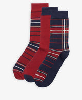 Barbour Mens Tartan Sock 3 Pack Gift Box Cranberry 7-11 UK Northern