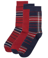 Barbour Mens Tartan Sock 3 Pack Gift Box Cranberry 7-11 UK Northern