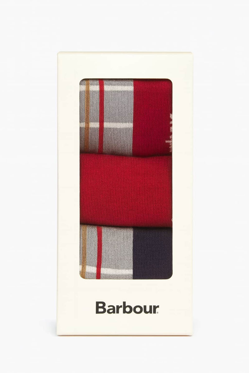 Barbour Mens Tartan Socks Gift Box 3 Pack Blue Granite 7-11 UK