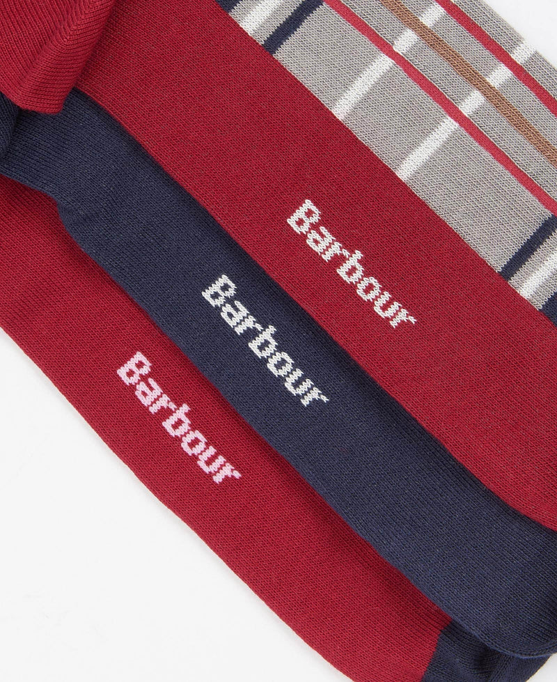 Barbour Mens Tartan Socks Gift Box 3 Pack Blue Granite Northern