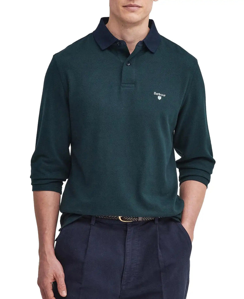 Barbour Mens Walkford Tailord Long Sleeve Polo Shirt Sapphire Navy