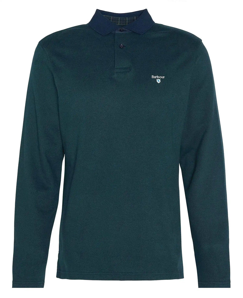 Barbour Mens Walkford Tailord Long Sleeve Polo Shirt Sapphire Navy