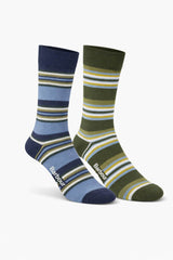 Barbour Summer Stripe Socks Olive & Navy Northern Ireland Belfast