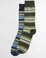 Barbour Summer Stripe Socks Olive & Navy Northern Ireland Belfast