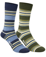 Barbour Summer Stripe Socks Olive & Navy Northern Ireland Belfast