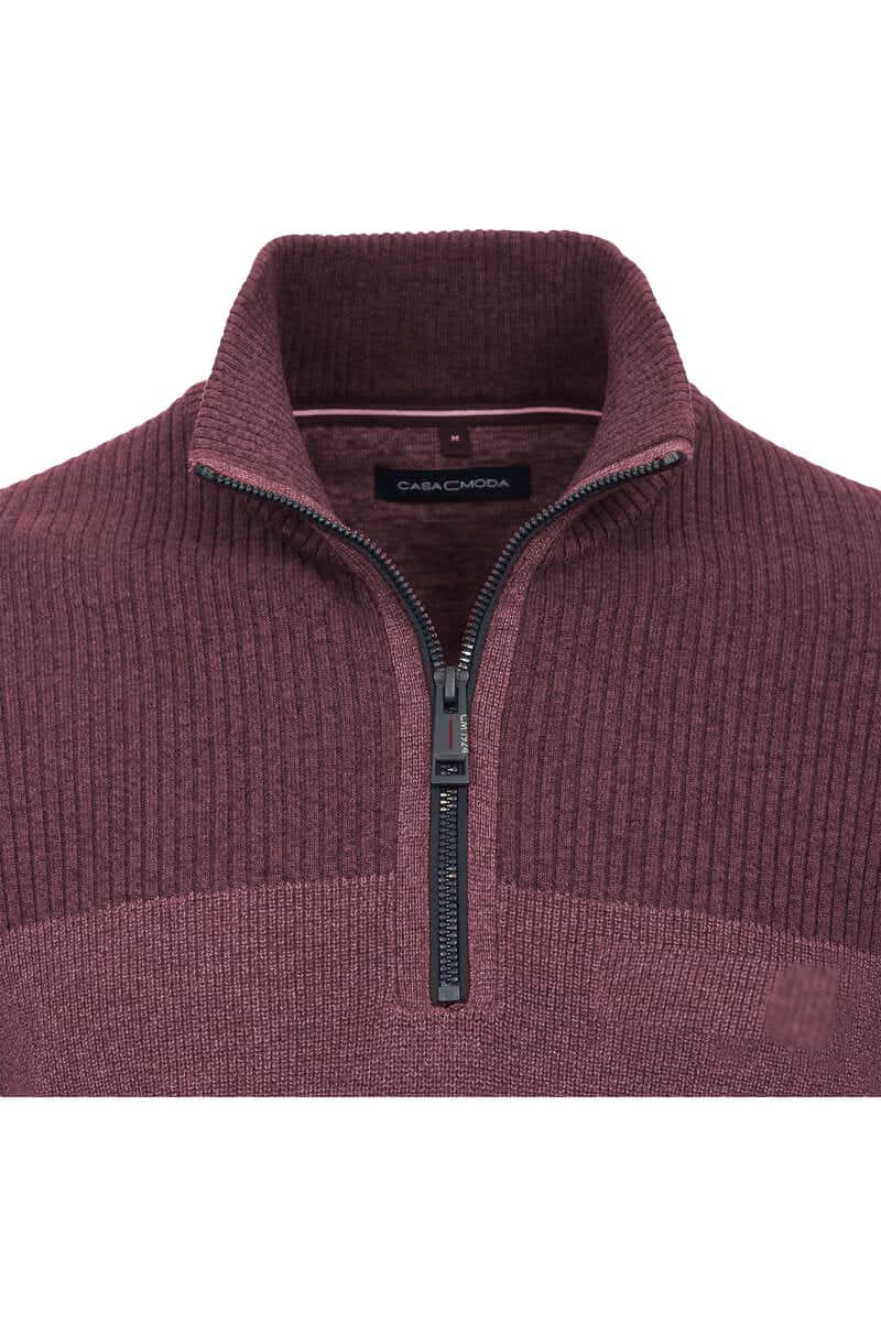 Casa Moda Casual Fit Half Zip Sweater Pullover Burgundy Northern