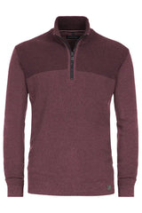 Casa Moda Casual Fit Half Zip Sweater Pullover Burgundy Northern