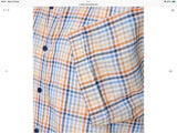 Casa Moda Casual Fit Short Sleeve Check Shirt Blue/Orange Northern
