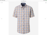 Casa Moda Casual Fit Short Sleeve Check Shirt Blue/Orange Northern