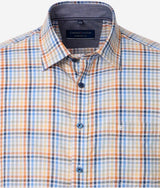 Casa Moda Casual Fit Short Sleeve Check Shirt Blue/Orange Northern