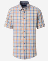 Casa Moda Casual Fit Short Sleeve Check Shirt Blue/Orange Northern