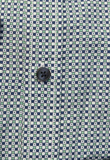 Casa Moda Casual Fit Short Sleeve Shirt Blue/Green Dot Print Northern
