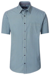 Casa Moda Casual Fit Short Sleeve Shirt Blue/Green Dot Print Northern