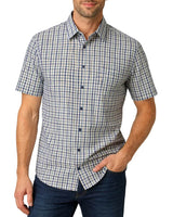 Casa Moda Casual Fit Short Sleeve Shirt Blue/Yellow Check Northern