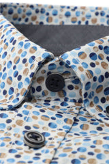 Casa Moda Comfort Fit Shirt Blue/Beige Circle Print Northern Ireland