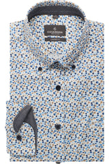 Casa Moda Comfort Fit Shirt Blue/Beige Circle Print Northern Ireland