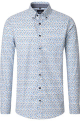 Casa Moda Comfort Fit Shirt Blue/Beige Circle Print Northern Ireland