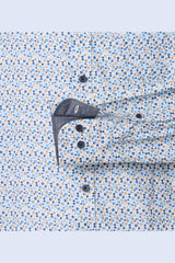 Casa Moda Comfort Fit Shirt Blue/Beige Circle Print Northern Ireland