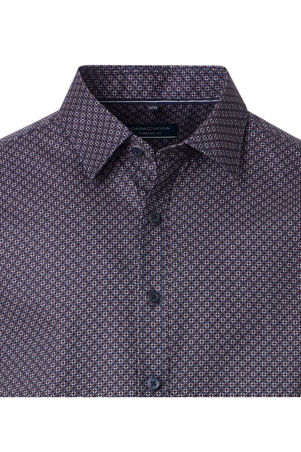Casa Moda Comfort Fit Shirt Blue/Burgundy Circle Print Northern