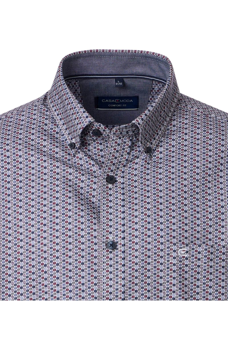 Casa Moda Comfort Fit Shirt Burgundy/Navy Northern Ireland Belfast