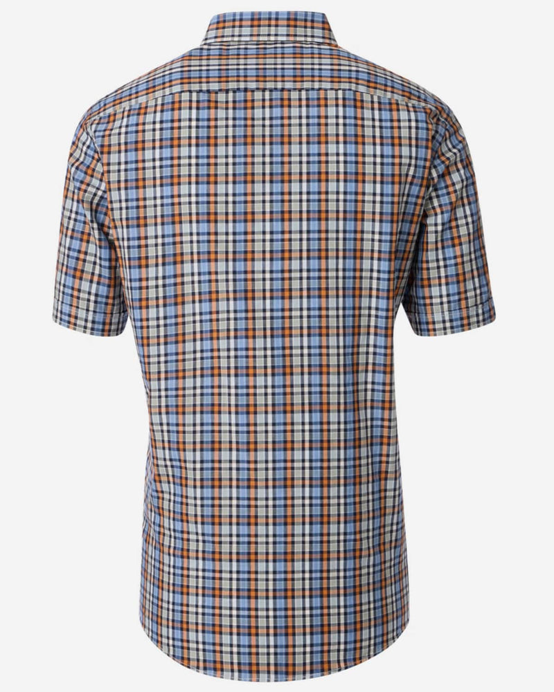 Casa Moda Comfort Fit Short Sleeve Check Shirt Blue/Green/Orange