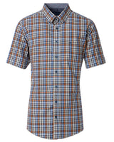 Casa Moda Comfort Fit Short Sleeve Check Shirt Blue/Green/Orange