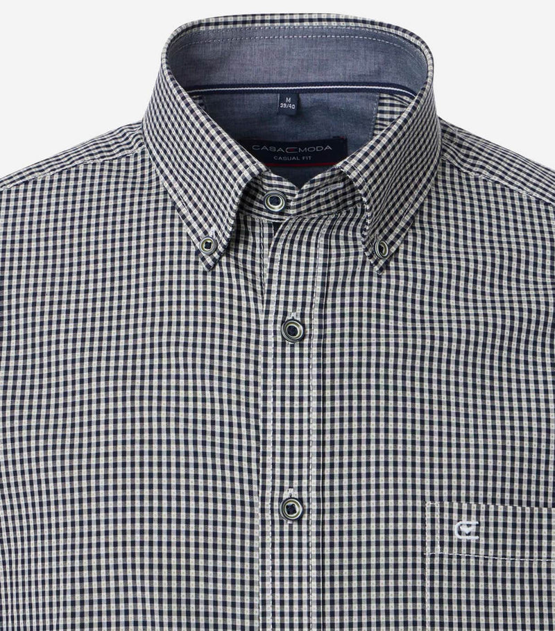 Casa Moda Long Sleeve Casual Fit Gingham Shirt Navy/Green Northern
