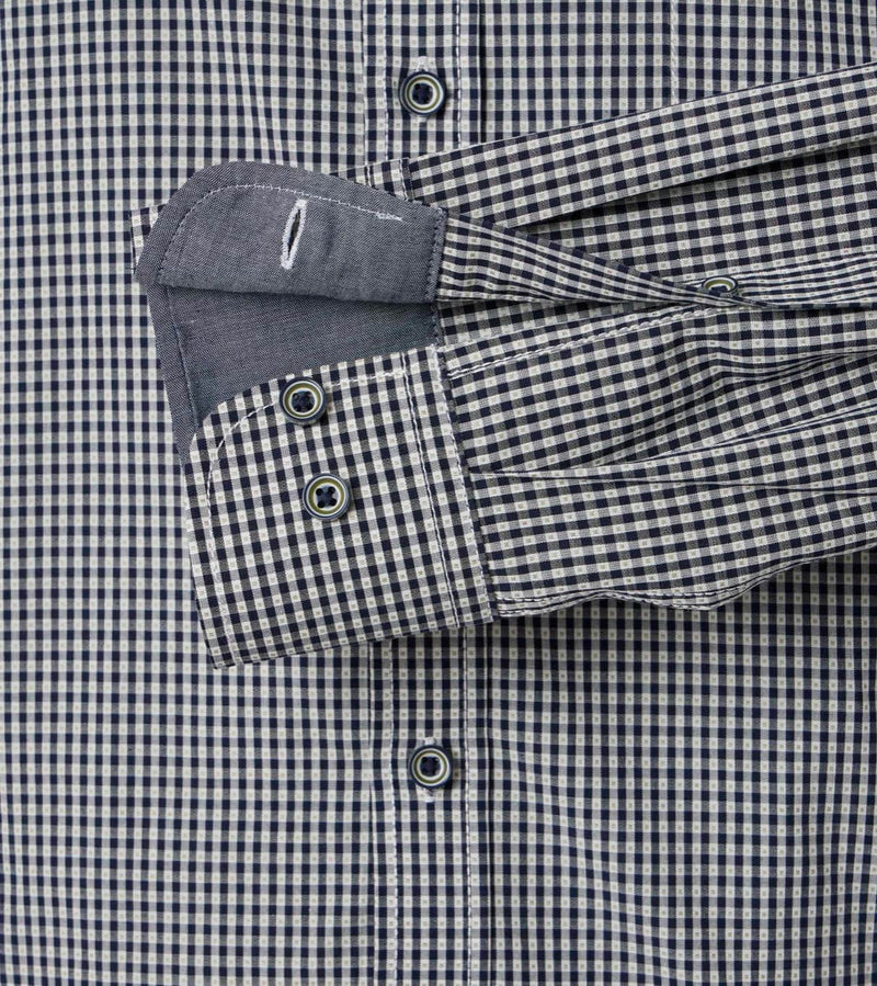 Casa Moda Long Sleeve Casual Fit Gingham Shirt Navy/Green Northern