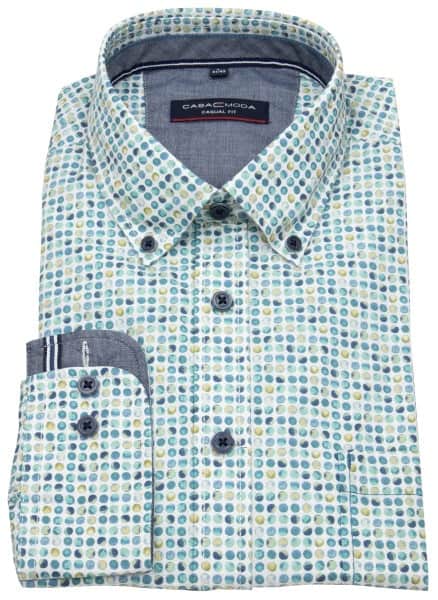 Casa Moda Long Sleeve Casual Fit Shirt Circle Print Petrol Northern