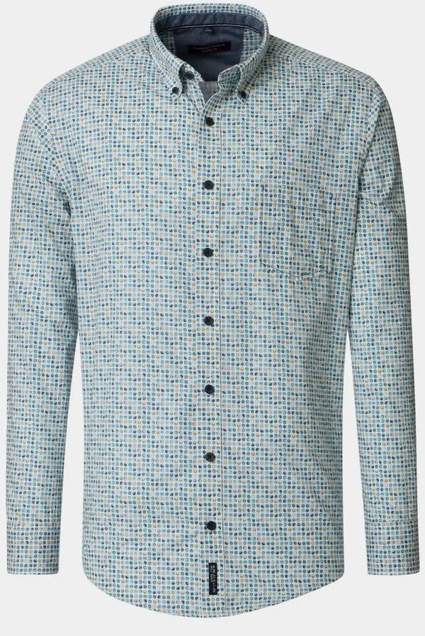 Casa Moda Long Sleeve Casual Fit Shirt Circle Print Petrol Northern