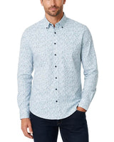 Casa Moda Long Sleeve Casual Fit Shirt Petrol Blue Print Northern