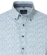 Casa Moda Long Sleeve Casual Fit Shirt Petrol Blue Print Northern
