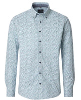 Casa Moda Long Sleeve Casual Fit Shirt Petrol Blue Print Northern