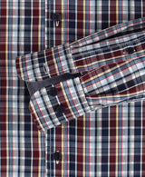 Casa Moda Long Sleeve Check Shirt Blue/ Burgundy/Multi.