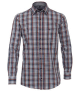 Casa Moda Long Sleeve Check Shirt Blue/ Burgundy/Multi.