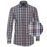Casa Moda Long Sleeve Check Shirt Blue/ Burgundy/Multi