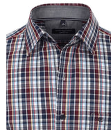 Casa Moda Long Sleeve Check Shirt Blue/ Burgundy/Multi.