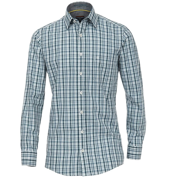 Casa Moda Long Sleeve Shirt Comfort Fit- Navy/Green Check - 