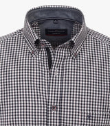 Casa Moda LS Shirt 444232900/400 Comfort Fit Gingham Navy/Burgundy