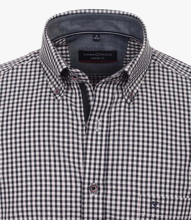 Casa Moda LS Shirt 444232900/400 Comfort Fit Gingham Navy/Burgundy